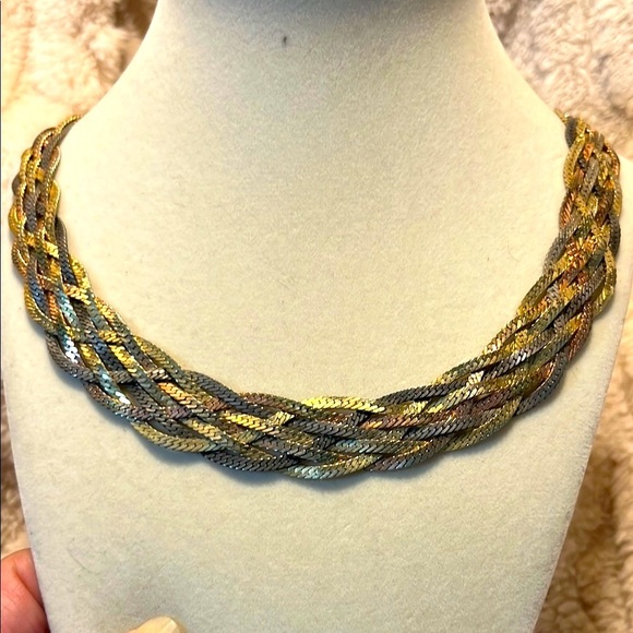 Vintage 1980’s multi-color weave necklace - Picture 1 of 4